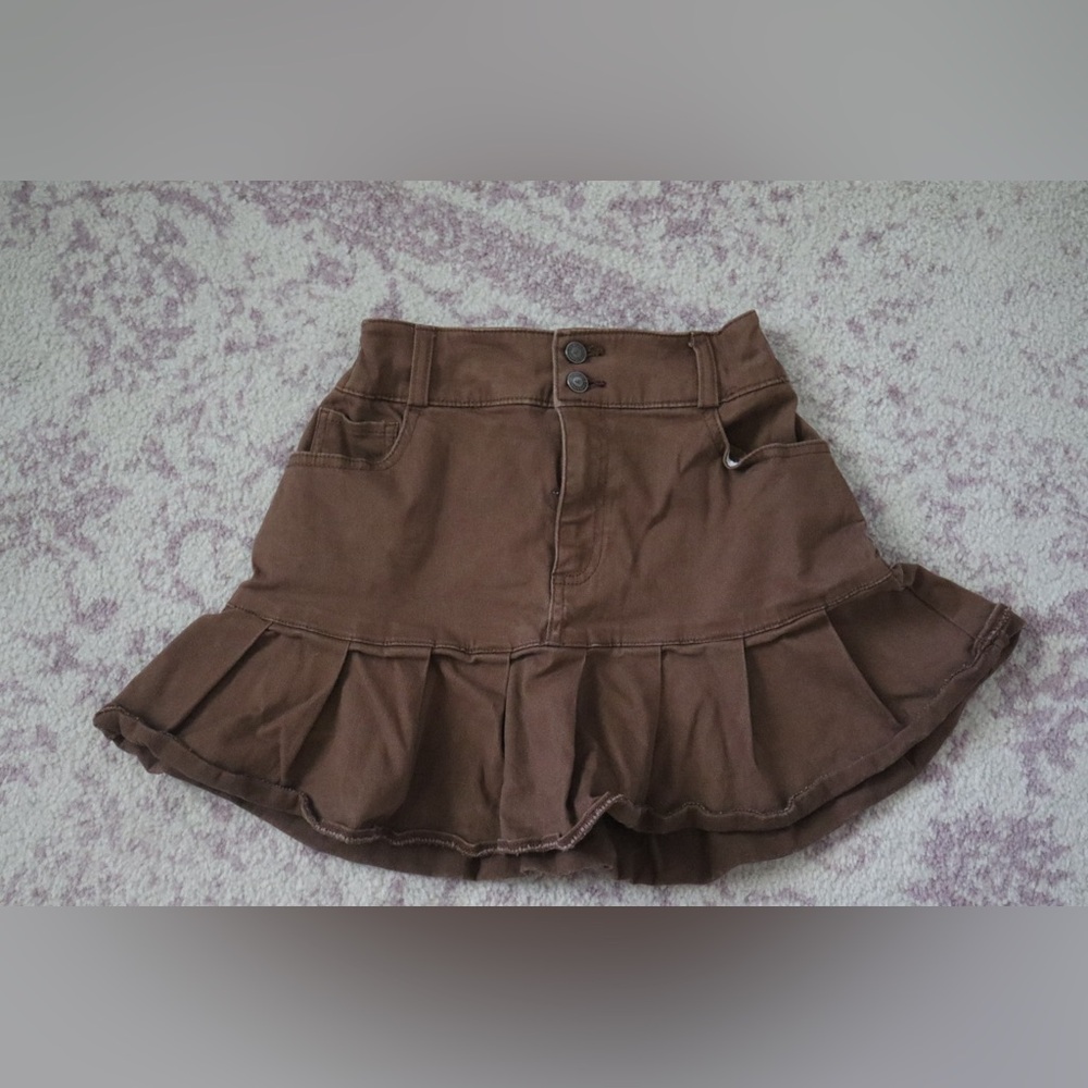 Hollister Brown Ruffled Mini Skirt Size: XS